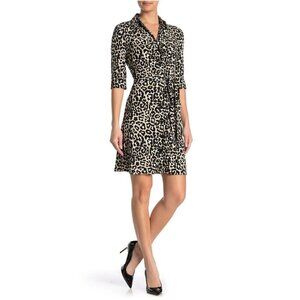 NWT LAUNDRY BY SHELLI SEGAL Leopard Print Mini Shirt Dress